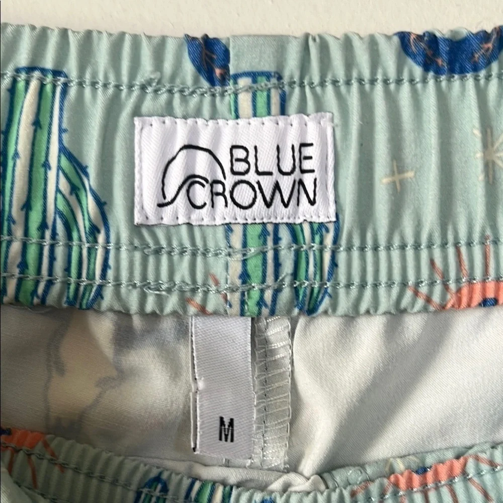 Men's Light Blue Swim Shorts with Cactus Print